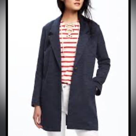 Old Navy Textured-Bouclé Everyday Coat for Women Navy Blue - Picture 1 of 13